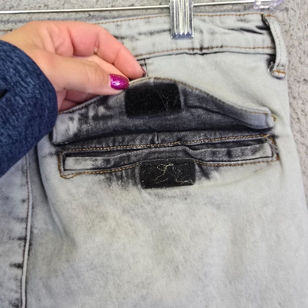 Slim Straight Cargo Jeans‎ Men's 32 Gray Acid Wash Skater Grunge Y2K Stretch - Picture 12 of 16